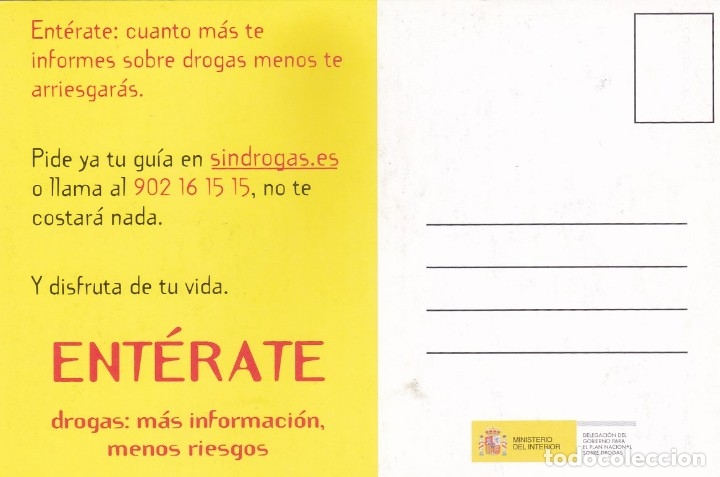 Postales: POSTAL PUBLICITARIA PLAN NACIONAL SOBRE DROGAS - Foto 2