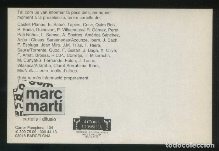 Postales: Barcelona. Imprenta *Marc Mart&iacute;* Nueva. - Foto 2