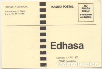 Postales: TARJETA POSTAL. RESPUESTA COMERCIAL. EDITORIAL EDHASA   P-RESP-280