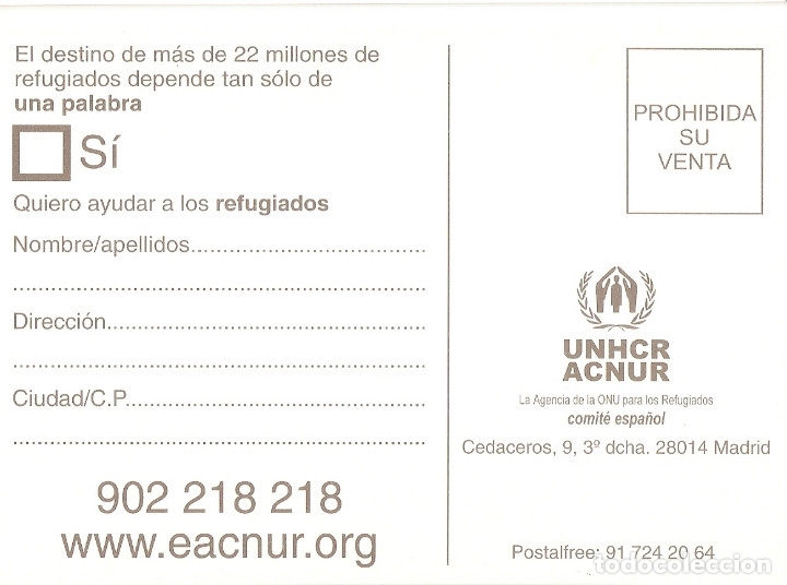 Postales: POSTAL ACNUR - Foto 2