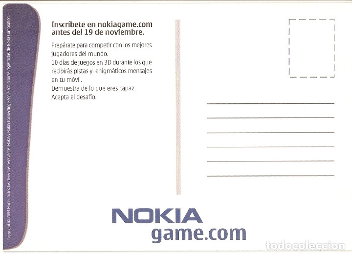 Postales: POSTAL PUBLICITARIA NOKIA GAME - Foto 2