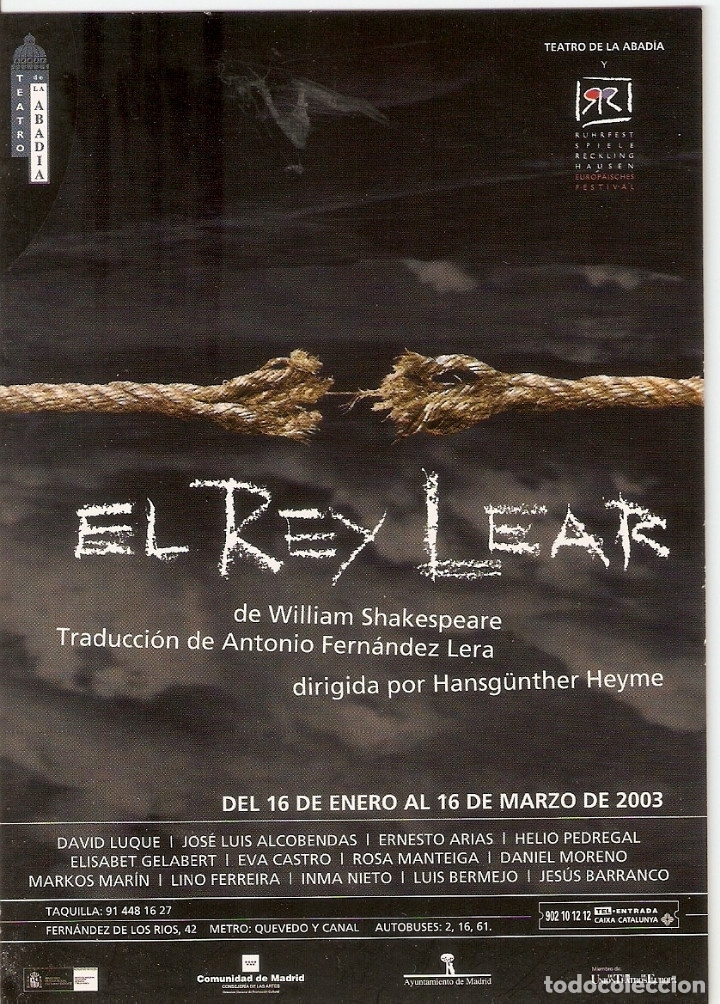Postales: POSTAL PUBLICITARIA - POSTALFREE - EL REY LEAR - Foto 1