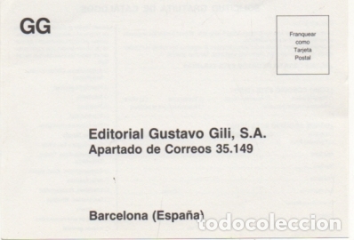 Postales: TARJETA POSTAL. RESPUESTA COMERCIAL. EDITORIAL GUSTAVO GILI S.A.   P-RESP-304