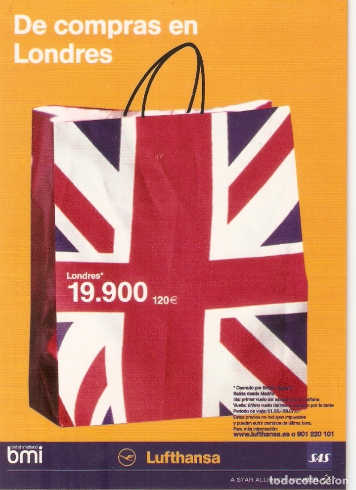 Postales: POSTAL PUBLICITARIA LUFTHANSA - DE COMPRAS EN LONDRES - Foto 1