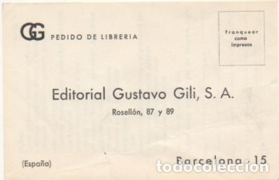 Postales: TARJETA POSTAL. RESPUESTA COMERCIAL. EDITORIAL GUSTAVO GILI S.A.   P-RESP-342