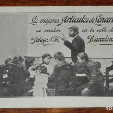 Postales: POSTAL DE PUBLICIDAD DE LOS MEJORES ARTICULOS DE LENCERIA, CALLA PELAYO N. 56, BARCELONA, CIRCULADA,. Lote 188532235