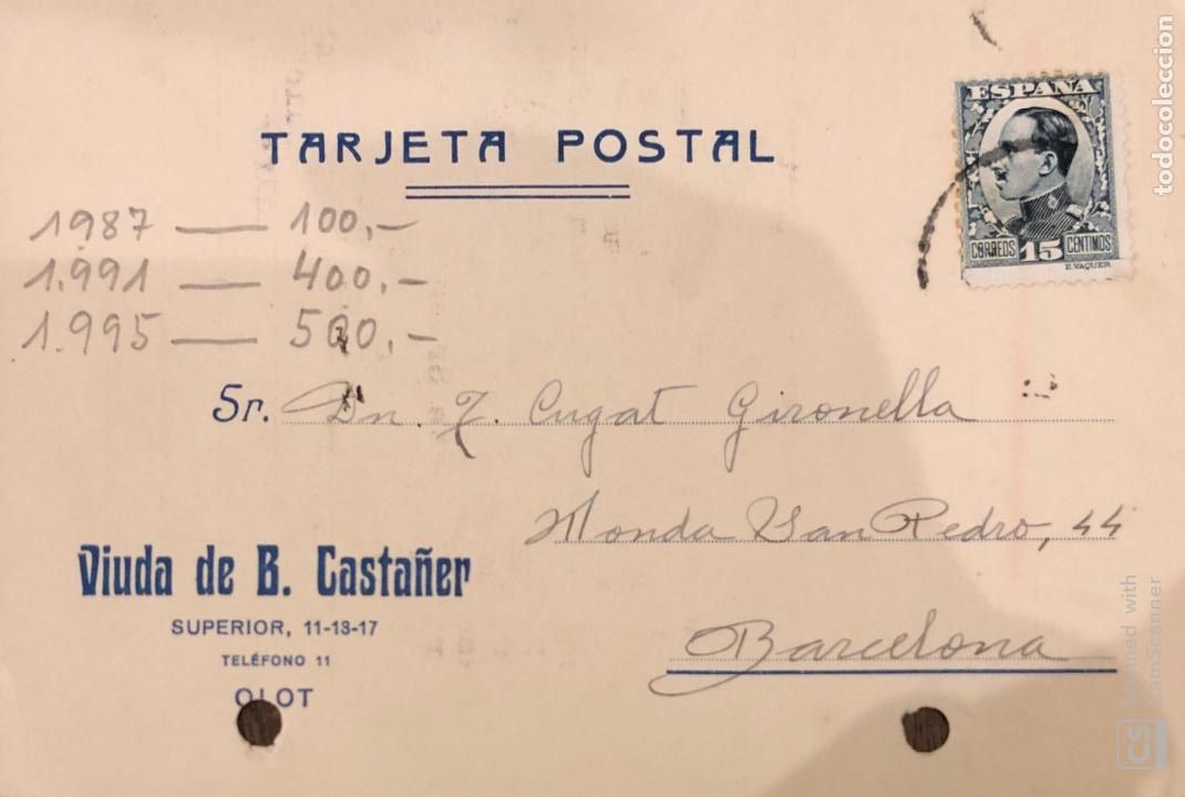 Postales: OLOT. VIUDA DE BARTOLOME CASTA&Ntilde;ER. VER DORSO. - Foto 1