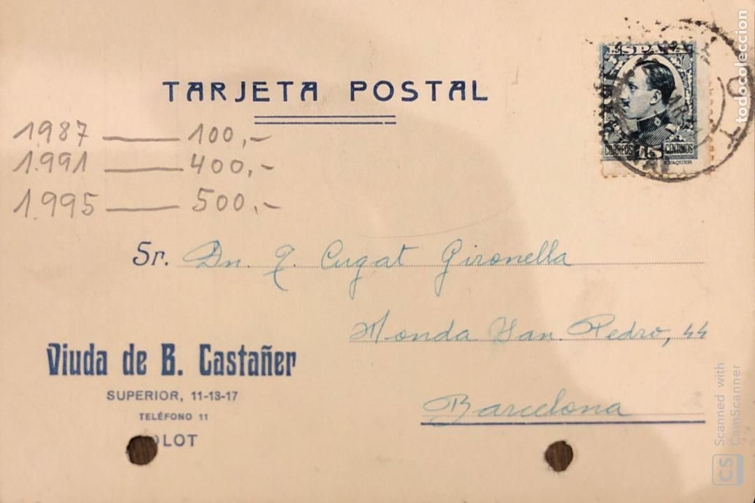 Postales: OLOT. VIUDA DE BARTOLOME CASTA&Ntilde;ER. VER DORSO. - Foto 1