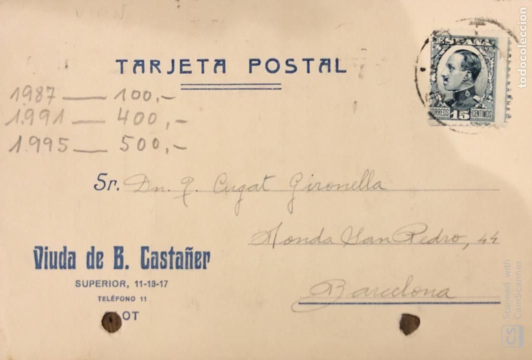 Postales: OLOT. VIUDA DE BARTOLOME CASTA&Ntilde;ER. VER DORSO. - Foto 1