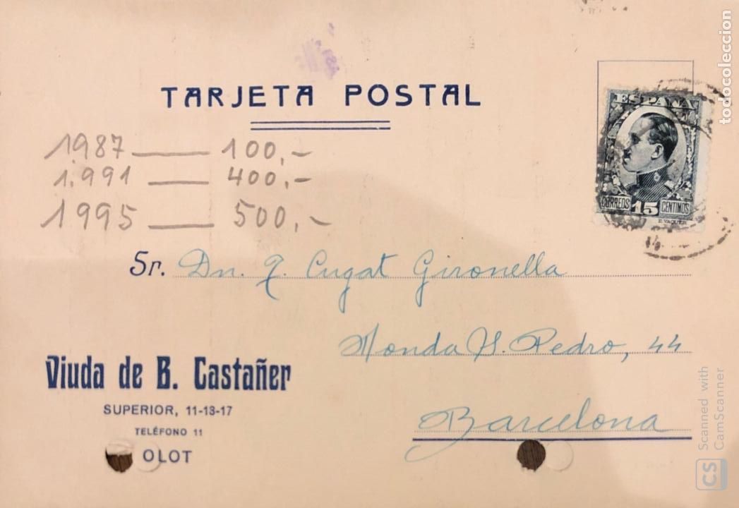 Postales: OLOT. VIUDA DE BARTOLOME CASTA&Ntilde;ER. VER DORSO. - Foto 1