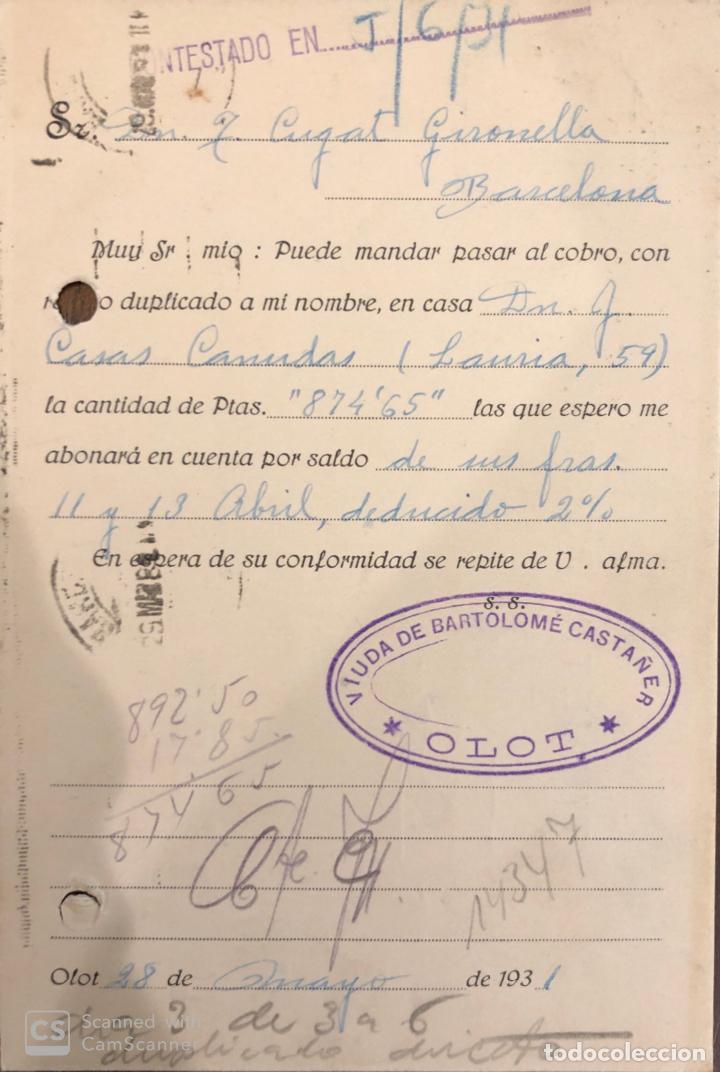 Postales: OLOT. VIUDA DE BARTOLOME CASTA&Ntilde;ER. VER DORSO. - Foto 2