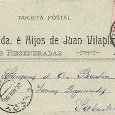Postales: VDA E HIJOS DE JUAN VILAPLANA. LANAS REGENERADAS. ALCOY. 1907. A A. BADIA. SABADELL. TARJETA POSTAL.. Lote 190547321