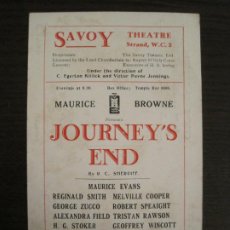 Postales: SAVOY-TEATRO-MAURICE BROWNE-JOURNEY'S END-POSTAL PUBLICIDAD ANTIGUA-(67.909). Lote 194730488