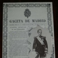 Postales: POSTAL CABECERA DEL PERIÓDICO LA GACETA DE MADRID. ALFONSO XIII. EDIT. HAUSER Y MENET N. 11, FOT. FR. Lote 197379323