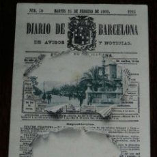 Postales: POSTAL CABECERA DEL PERIÓDICO DIARIO DE BARCELONA 1902. EDIT. HAUSER Y MENET N. 8, NO CIRCULADA. REV. Lote 197379480