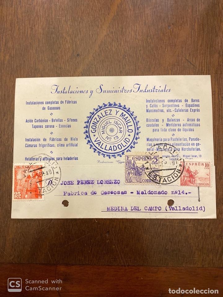 Postais: TARJETA POSTAL PUBLICITARIA.INSTALACIONES,SUMINISTROS INDUSTRIALES.GONZALEZ Y MAILLO.VALLADOLID,1945