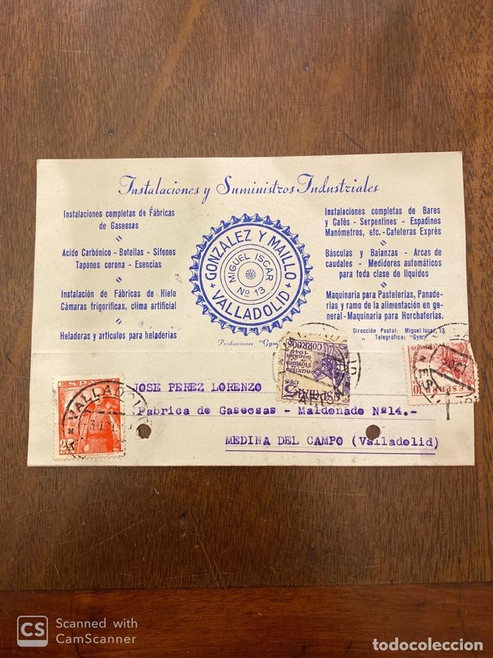 Postais: TARJETA POSTAL PUBLICITARIA.INSTALACIONES,SUMINISTROS INDUSTRIALES.GONZALEZ Y MAILLO.VALLADOLID,1945