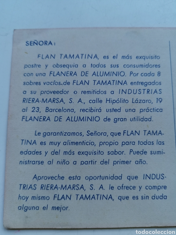 Postales: Postal de propaganda de Flan Tamatina - Foto 4