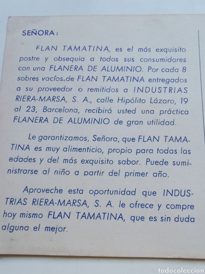 Postales: Postal de propaganda de Flan Tamatina - Foto 5