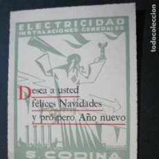 Postales: BARCELONA-INSTALACIONES ELECTRICIDAD S.CODINA-FELICITACION-PUBLICIDAD ANTIGUA-(70.955). Lote 206284031