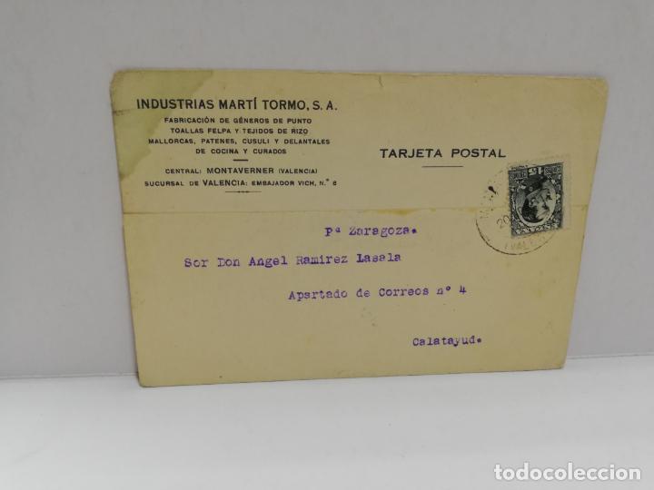 Cartes Postales: TARJETA POSTAL PUBLICITARIA. INDUSTRIAS MARTI TORMO. FABRICACION DE GENEROS DE PUNTO.
