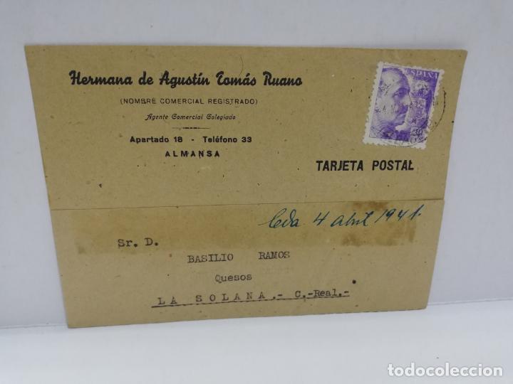 Cartes Postales: TARJETA POSTAL PUBLICITARIA. HERMANA DE AGUSTIN TOMAS RUANO. AGENTE COLEGIADO. ALMANSA.