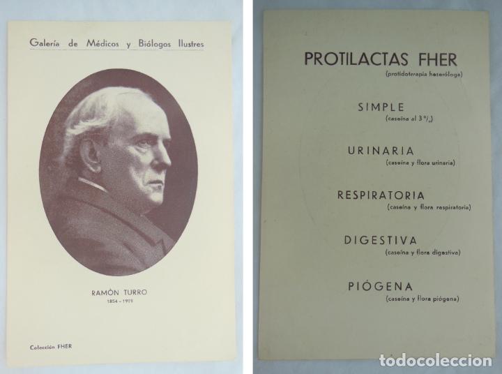 Cartoline: Tarjeta Publicitaria RAM&Oacute;N TURRO 1854 - 1918. Galer&iacute;a de M&eacute;dicos y Bi&oacute;logos Ilustres. Colecci&oacute;n Fher