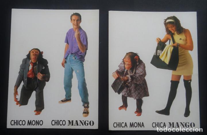 Postales: 2 postales publicitarias de Mango, chico-chica mono - Foto 1