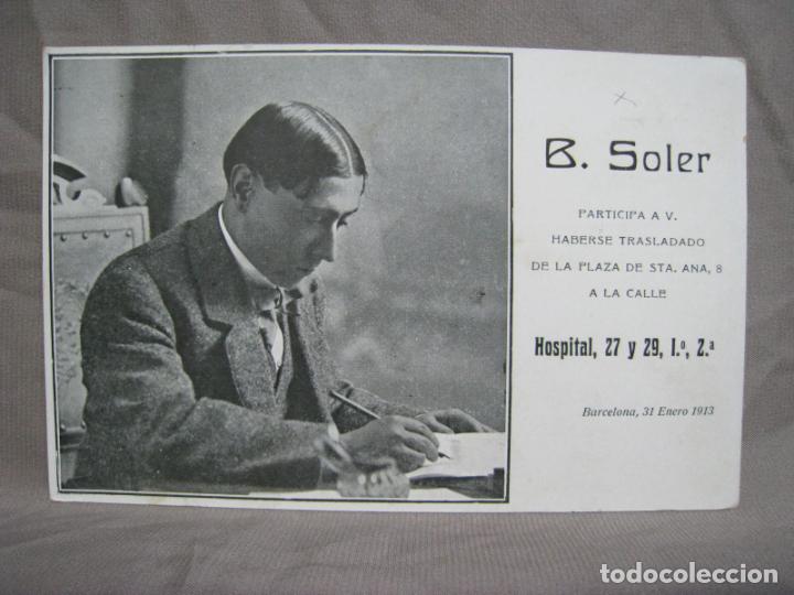 Postales: B. SOLER. BARCELONA. POSTAL PUBLICITARIA 1913 - Foto 1