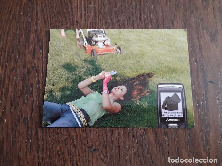 Postales: postal de publicidad, Unitec, compra el nuevo movil Mitsubishi y ll&eacute;vate una bandolera de regalo.