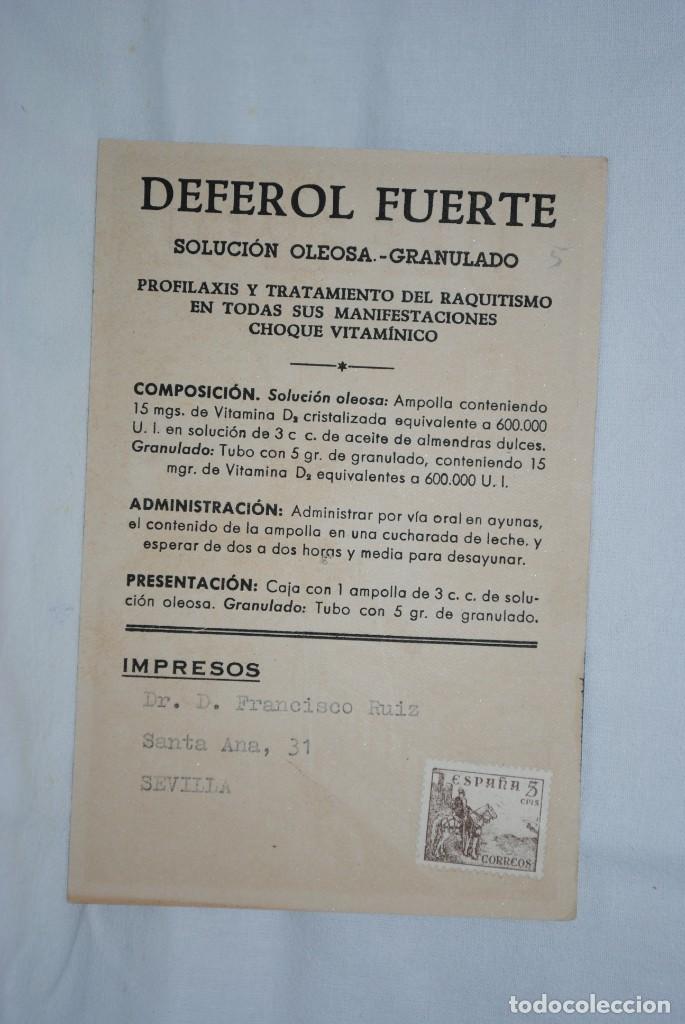 Postales: POSTAL DE MEDICINA , DEFEROL . - Foto 2