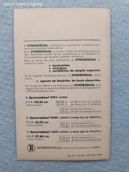 Postales: Tarjeta publicitaria Syncrodual - Foto 2