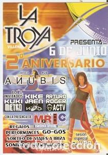 Postais: Postal Publicitaria. La Troya. Disco Pub Anubis. Villena. 7pub2-91