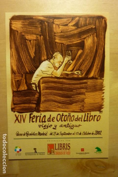 Postcards: Postal XIV Feria de Oto&ntilde;o del libro viejo y antiguo 2002 Paseo de Recoletos Madrid