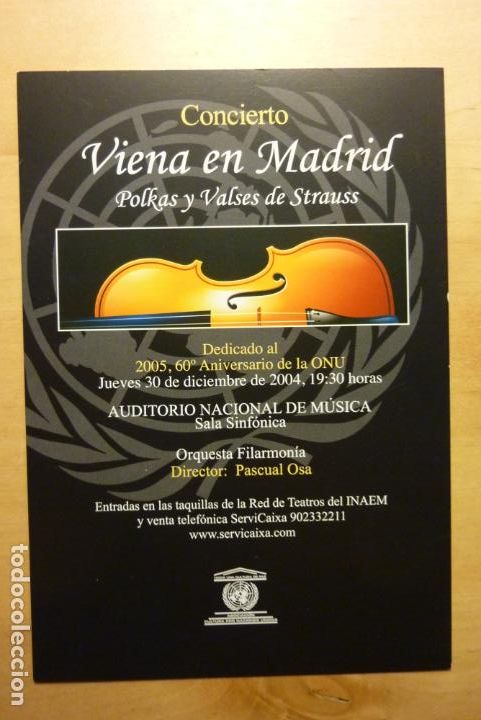 Postkarten: Tarjeta postal Concierto Viena en Madrid Strauss Orquesta Filarmon&iacute;a Auditorio Nacional 2005