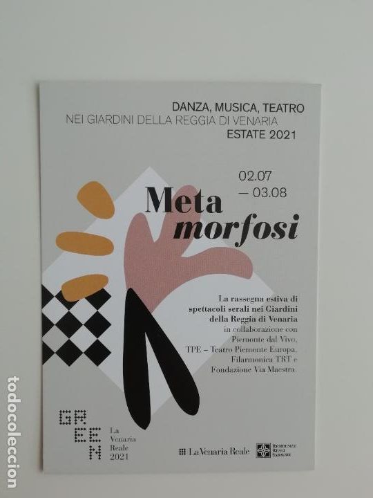 Postales: Postal Festival Metamorfosi Danza M&uacute;sica Teatro 2021 Giardini Reggia Venaria Reale Piemonte Italia