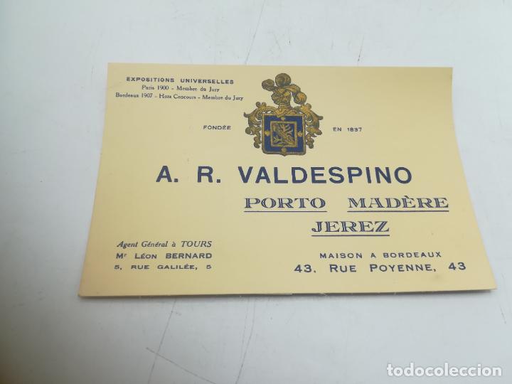 Cartes Postales: TARJETA PUBLICITARIA. A.R.VALDESPINO. EN FRANC&Eacute;S. VER