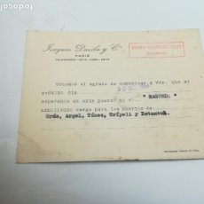 Postales: TARJETA PUBLICITARIA. JOAQUIN DAVILA Y CIA. CADIZ. 1958. VAPOR RAGUNDA. VER
