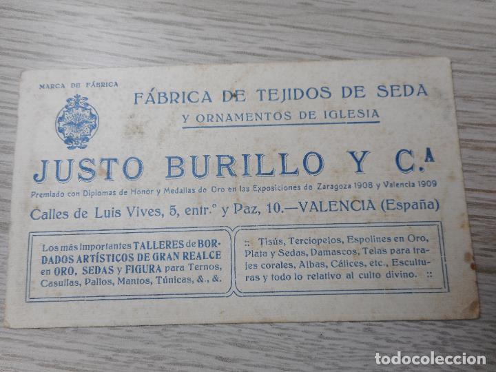 Postales: ANTIGUA TARJETA PUBLICITARIA.JUSTO BURILLO Y CIA.FABRICA TEJIDOS SEDA.VALENCIA. SAN FRANCISCO ASIS