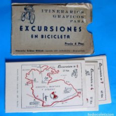 Postales: ITINERARIOS GRÁFICOS PARA EXCURSIONES EN BICICLETAS ROGLAN. COMPLETA. 10 ITINERARIOS. BARCELONA, S/F