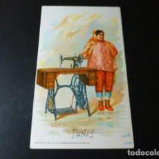 Postales: TUNEZ MAQUINA DE COSER SINGER TARJETA PUBLICITARIA 1892. Lote 301214538