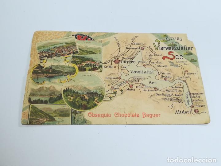 Postkarten: TARJETA POSTAL. PUBLICITARIA. OBSEQUIO CHOCOLATE BAGUER. HABANA. IMAGEN LAGO LUCERNA. VER DORSO