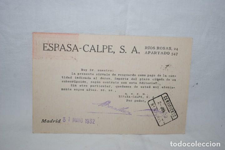 Postales: POSTAL , ESPASA - CALPE 1932 . - Foto 2