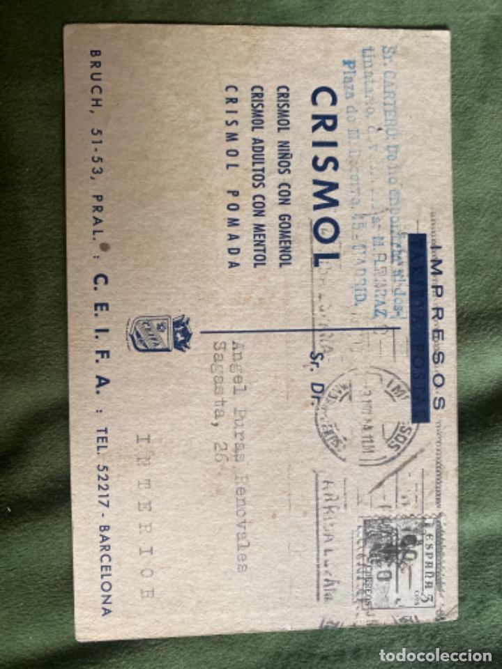 Postales: ANTIGUA POSTAL PUBLICIDAD CRISMOL - Foto 2