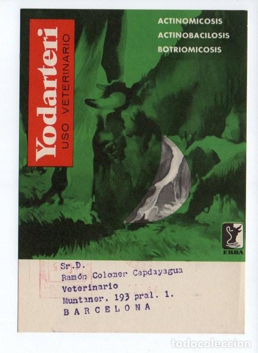 Cartes Postales: POSTAL PUBLICIDAD FARMACEUTICA YODARTERI, USO VETERINARIO. ERBA. CIRCULADA.