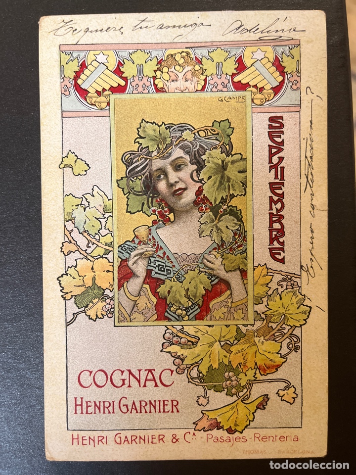 Cartoline: TARJETA POSTAL CON PUBLICIDAD DE COGNAC HENRI GARNIER. Ilustrada G. Camps.