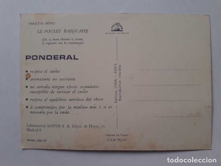 Postales: POSTAL - TARJETAS MENU - COMIDA - PONDERAL - LE POULET BASQUAISE - Foto 2