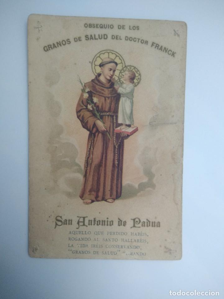 Postales: Tarjeta publicitaria San antonio de Padua,Granos de salud doctor Franck