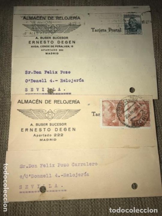 Postkarten: LOTE POSTALES COMERCIALES ALMACENES RELOJER&Iacute;A A. BUSER ERNESTO DEGEN 1935 1940