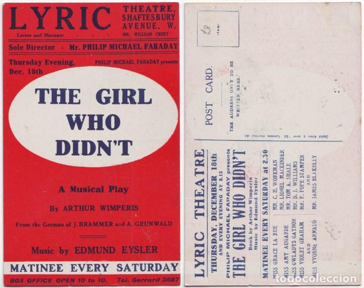 Postcards: Girl Who Didn't (Lyric Theatre)_David Allen & Sons